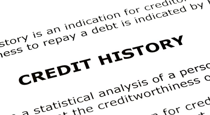Close-up of a printed page about credit history