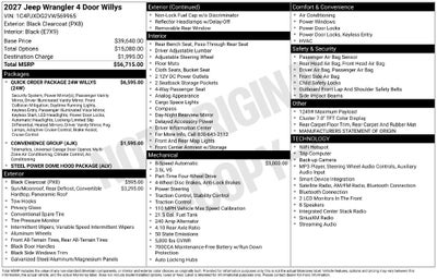 2027 Jeep Wrangler WRANGLER 4-DOOR WILLYS