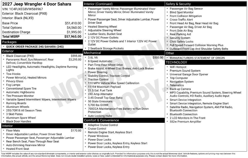 2027 Jeep Wrangler WRANGLER 4-DOOR SAHARA