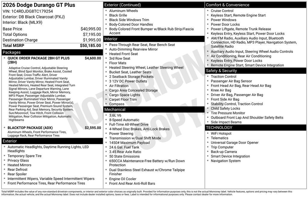 2026 Dodge Durango DURANGO GT PLUS AWD
