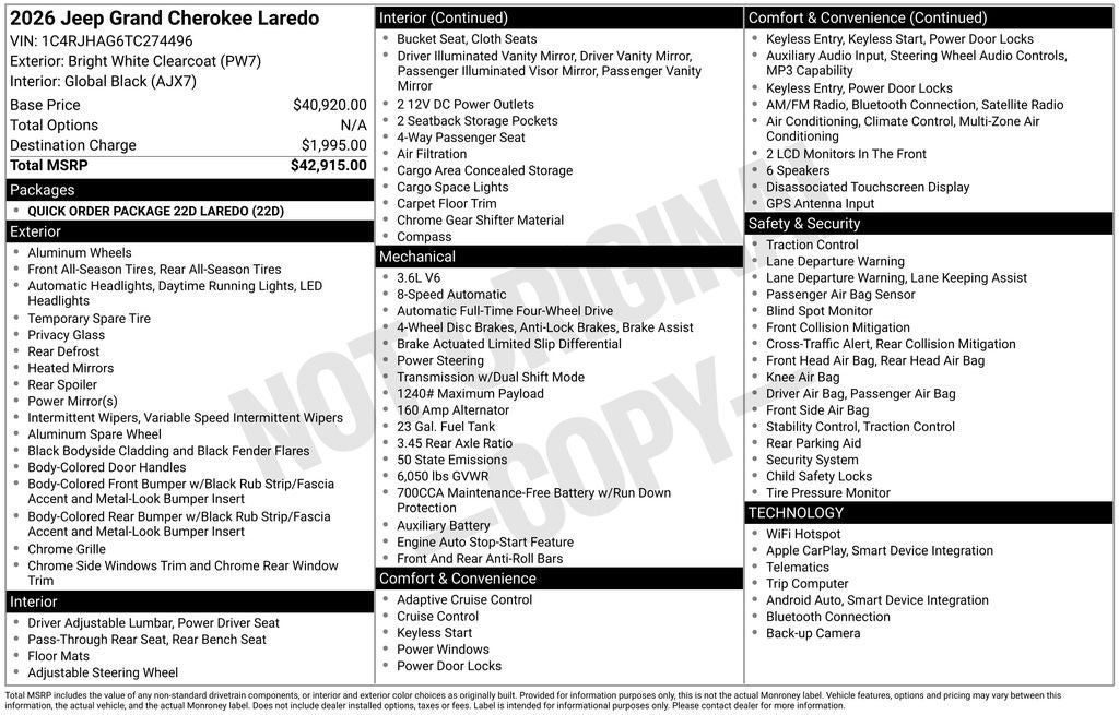 2026 Jeep Grand Cherokee GRAND CHEROKEE LAREDO 4X4
