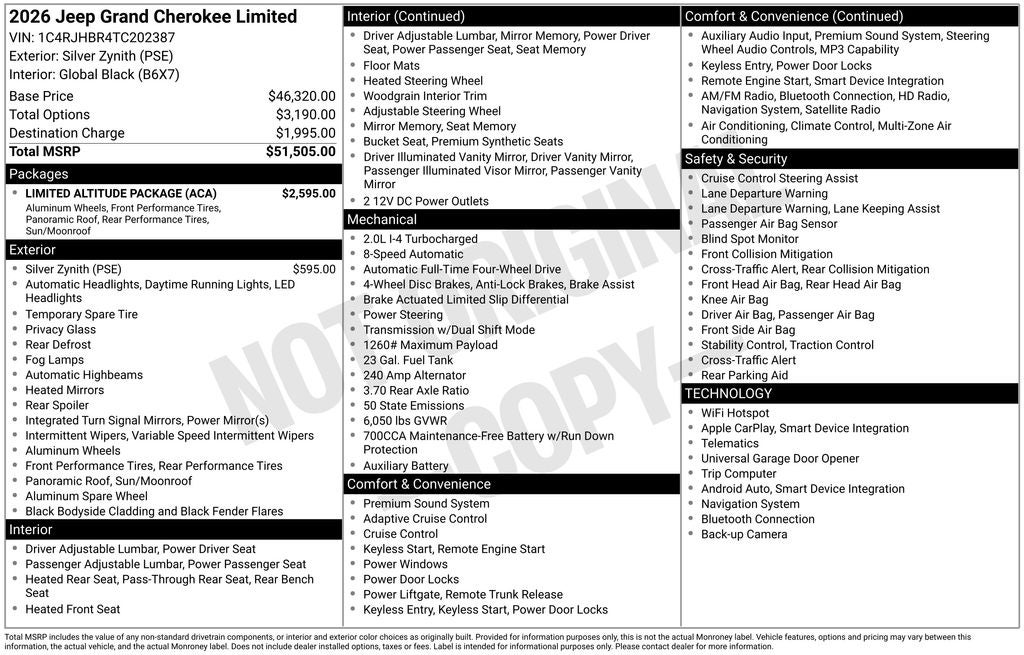 2026 Jeep Grand Cherokee GRAND CHEROKEE LIMITED 4X4