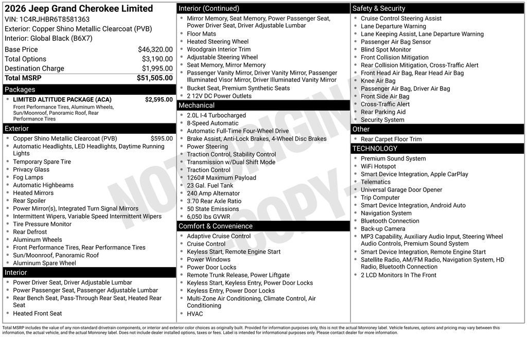 2026 Jeep Grand Cherokee GRAND CHEROKEE LIMITED 4X4