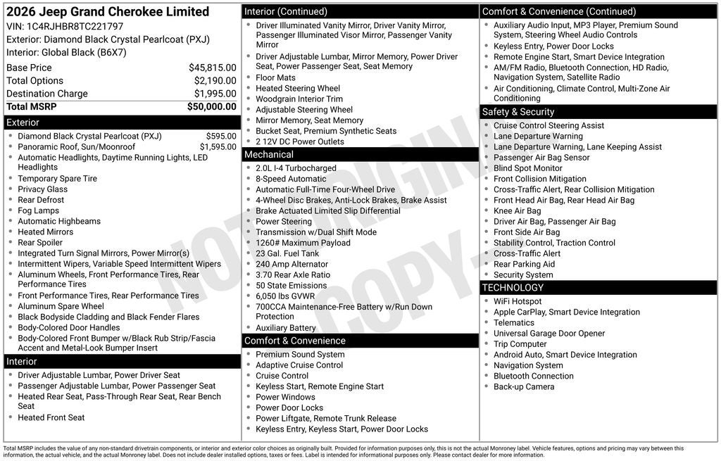 2026 Jeep Grand Cherokee GRAND CHEROKEE LIMITED 4X4