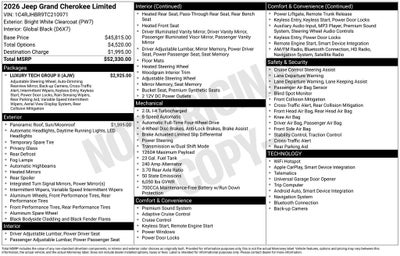 2026 Jeep Grand Cherokee GRAND CHEROKEE LIMITED 4X4