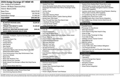2026 Dodge Durango DURANGO GT AWD HEMI V8
