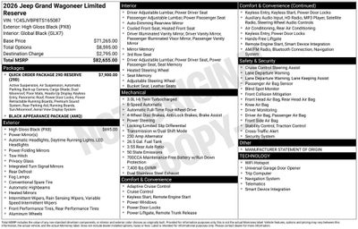 2026 Jeep Grand Wagoneer GRAND WAGONEER LIMITED RESERVE 4X4