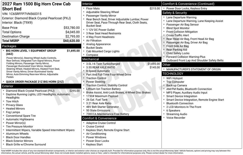 2027 RAM 1500 Big Horn