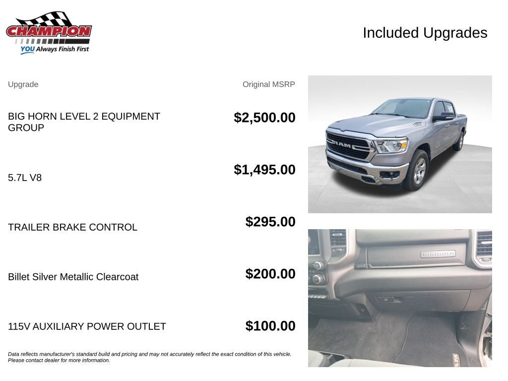 2020 RAM 1500 Big Horn Crew Cab 4x4 5'7' Box