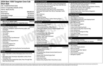 2026 RAM Ram 1500 RAM 1500 TUNGSTEN CREW CAB 4X4