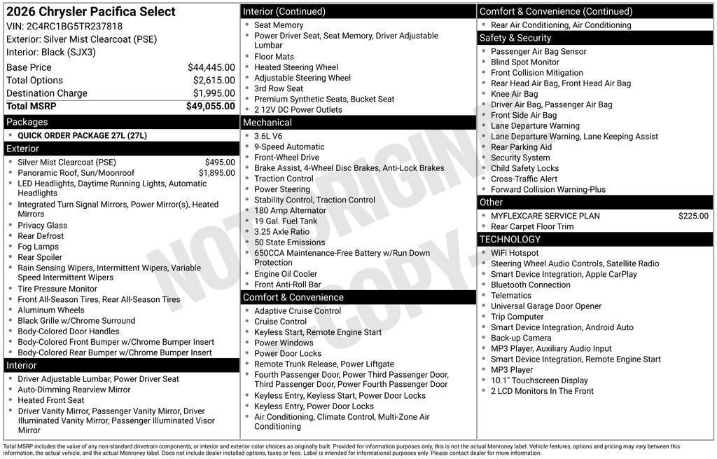 2026 Chrysler Pacifica PACIFICA SELECT