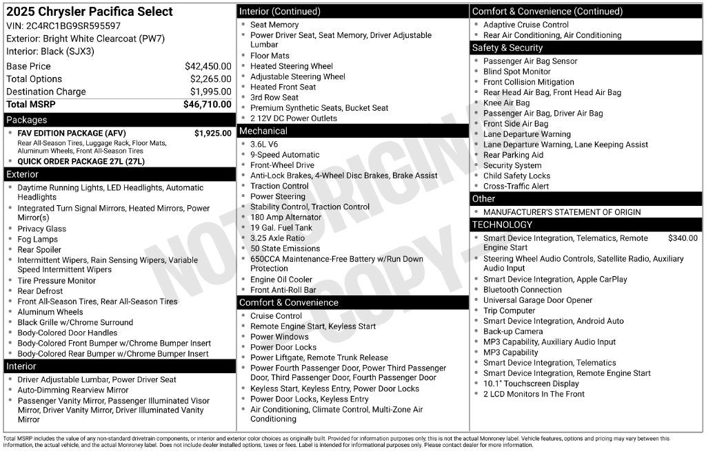 2025 Chrysler Pacifica Select