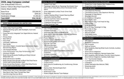 2026 Jeep Compass COMPASS LIMITED 4X4