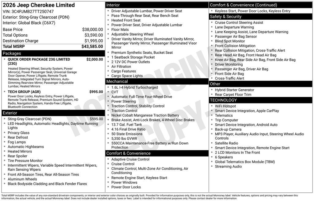 2026 Jeep Cherokee CHEROKEE LIMITED 4X4