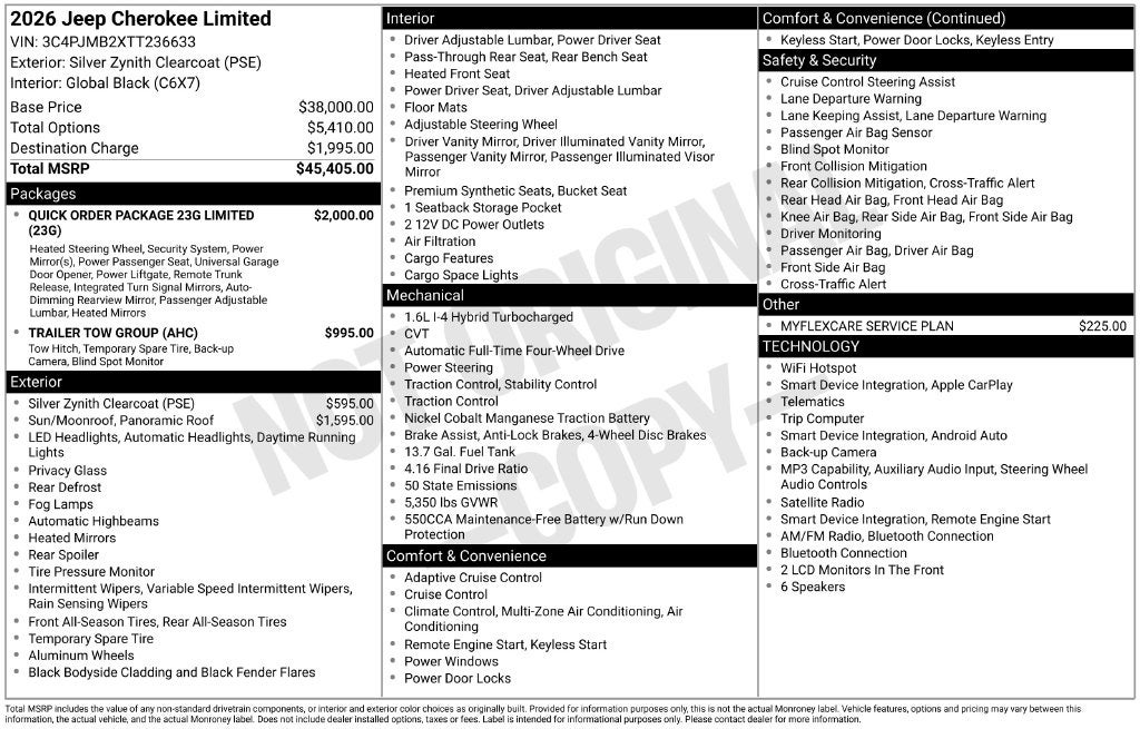 2026 Jeep Cherokee CHEROKEE LIMITED 4X4