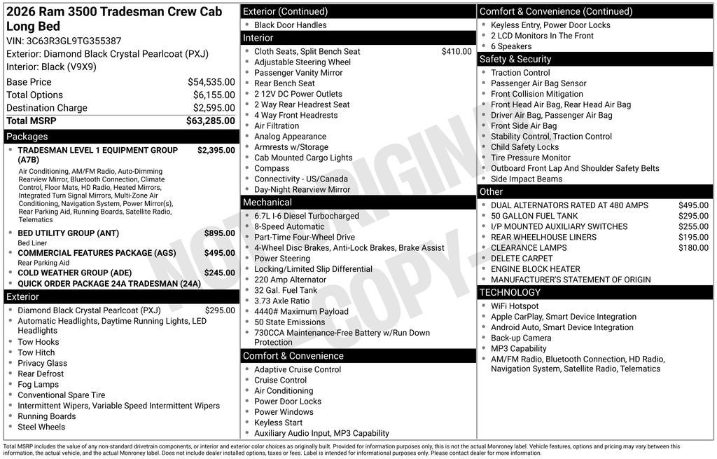 2026 RAM Ram 3500 RAM 3500 TRADESMAN CREW CAB 4X4 8' BOX