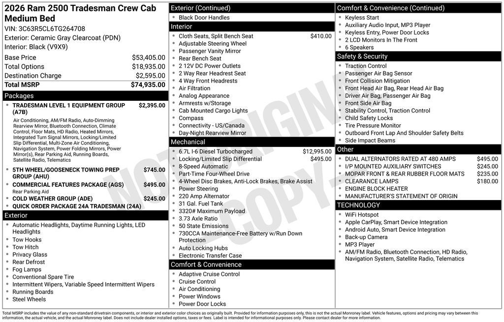 2026 RAM 2500 RAM 2500 TRADESMAN CREW CAB 4X4 6'4' BOX