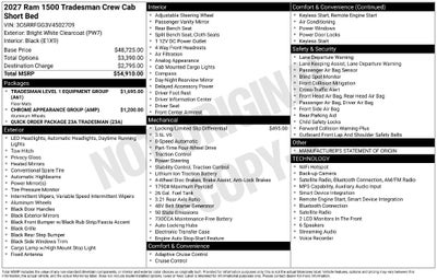 2027 RAM Ram 1500 RAM 1500 TRADESMAN CREW CAB 4X4 5'7' BOX