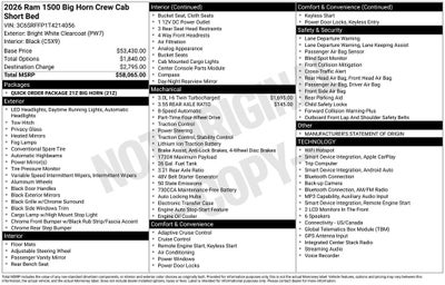 2026 RAM 1500 RAM 1500 BIG HORN CREW CAB 4X4 5'7' BOX