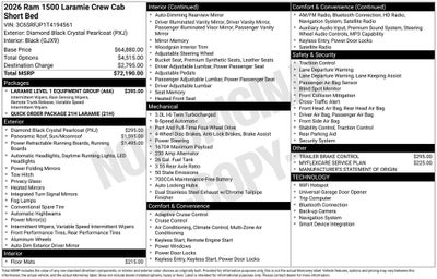 2026 RAM Ram 1500 RAM 1500 LARAMIE CREW CAB 4X4 5'7' BOX