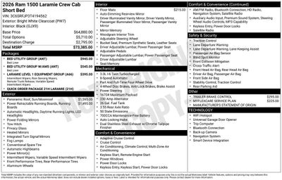 2026 RAM Ram 1500 RAM 1500 LARAMIE CREW CAB 4X4 5'7' BOX
