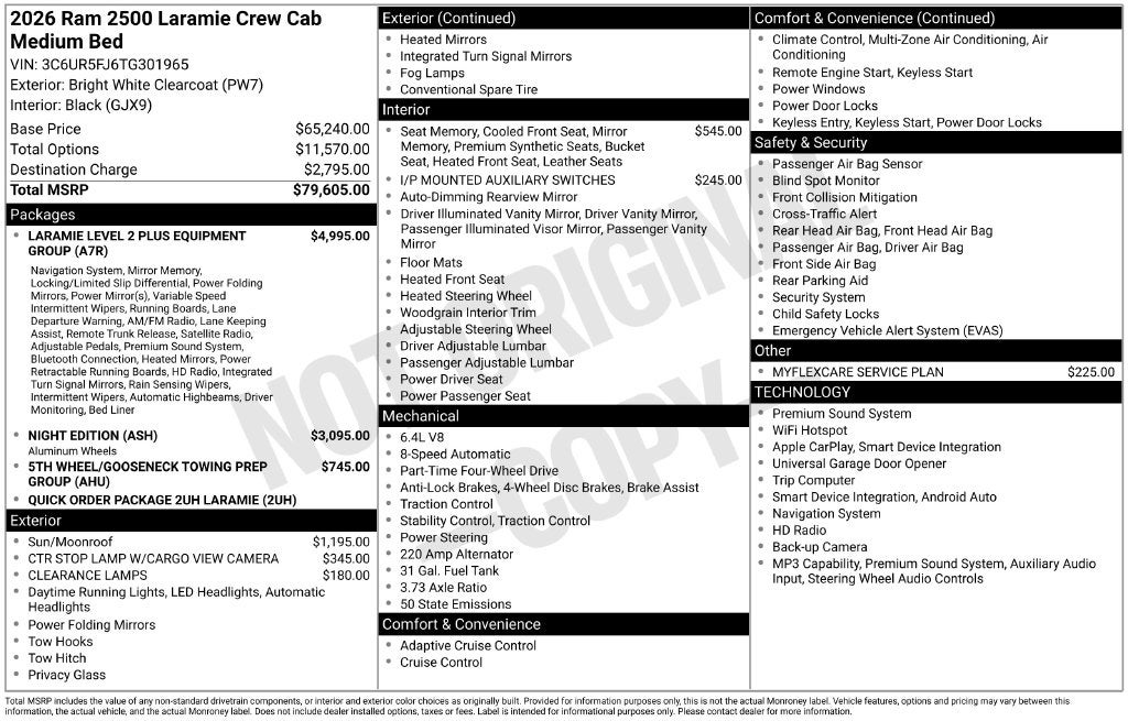 2026 RAM Ram 2500 RAM 2500 LARAMIE CREW CAB 4X4 6'4' BOX