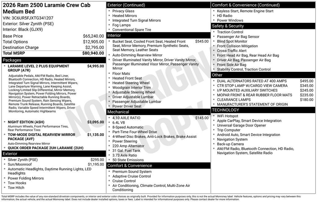 2026 RAM Ram 2500 RAM 2500 LARAMIE CREW CAB 4X4 6'4' BOX