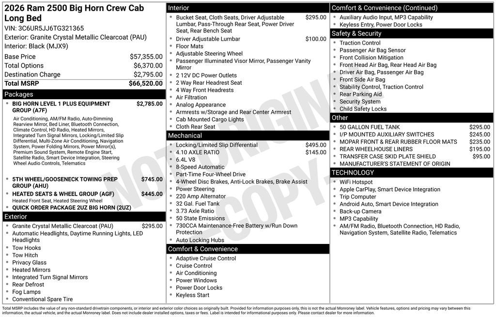 2026 RAM 2500 RAM 2500 BIG HORN CREW CAB 4X4 8' BOX